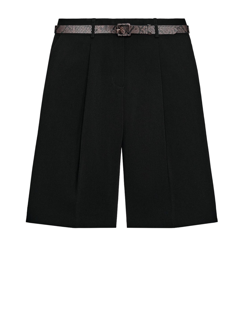 Zara Black Tailored Bermuda Shorts with Textured Belt